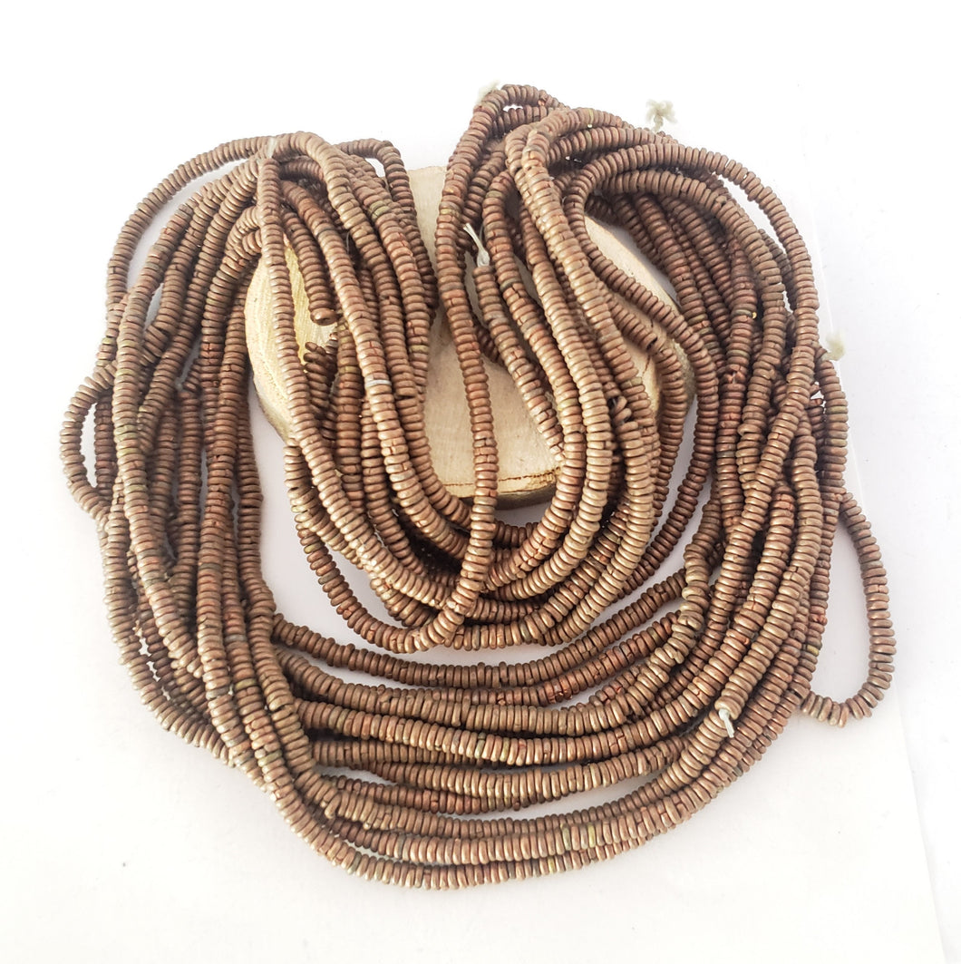 Antique Ethiopian Brass Heishi Beads: Collectible Ethnic Jewelry Supply