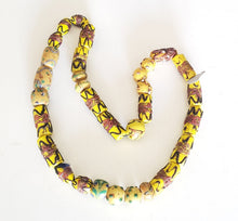 Load image into Gallery viewer, Antique Venetian Trade Bead Strand: Yellow Pineapple, Wedding Cake Glass

