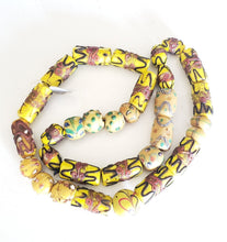 Load image into Gallery viewer, Antique Venetian Trade Bead Strand: Yellow Pineapple, Wedding Cake Glass
