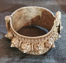 Load image into Gallery viewer, Vintage Silver Bedouin Bangle: Yemen Ethnic Tribal Bracelet
