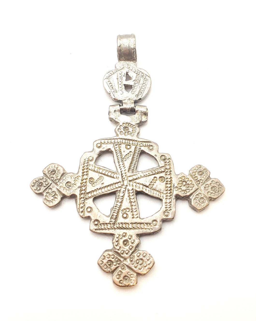 Antique Ethiopian Cross Pendant: 925 Silver Tribal Jewelry, 1800s