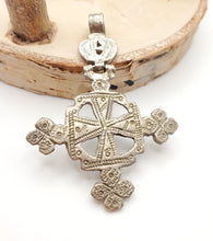 Load image into Gallery viewer, Antique Ethiopian Cross Pendant: 925 Silver Tribal Jewelry, 1800s
