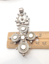 Load image into Gallery viewer, Vintage Ethiopian Cross Pendant: 1800s Coin Silver, Tribal Jewelry
