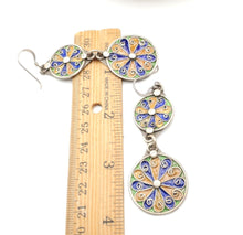 Load image into Gallery viewer, Moroccan Berber Sterling Silver Enamel Dangle Earrings
