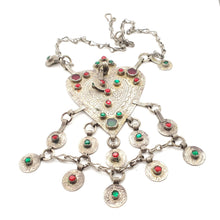Load image into Gallery viewer, Moroccan Berber Silver Coin Pendant Necklace: Amazigh Jewelry
