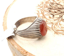 Load image into Gallery viewer, Antique Yemen Carnelian Silver Ring - Tribal Wedding Jewelry, Size 11
