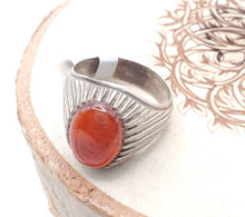 Load image into Gallery viewer, Antique Yemen Carnelian Silver Ring - Tribal Wedding Jewelry, Size 11
