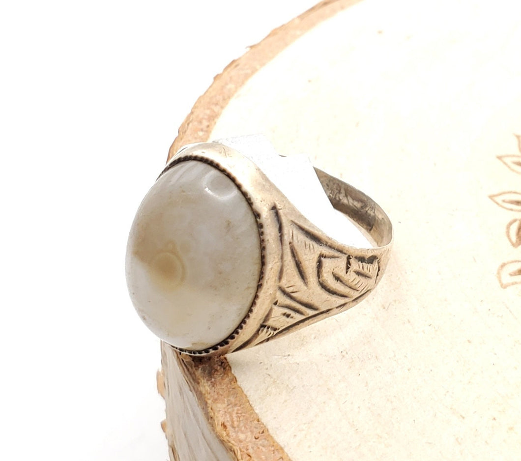 Antique Yemen Carnelian Silver Ring - Tribal Wedding Jewelry, Size 8.5