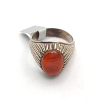 Load image into Gallery viewer, Antique Yemen Carnelian Silver Ring - Tribal Wedding Jewelry, Size 11
