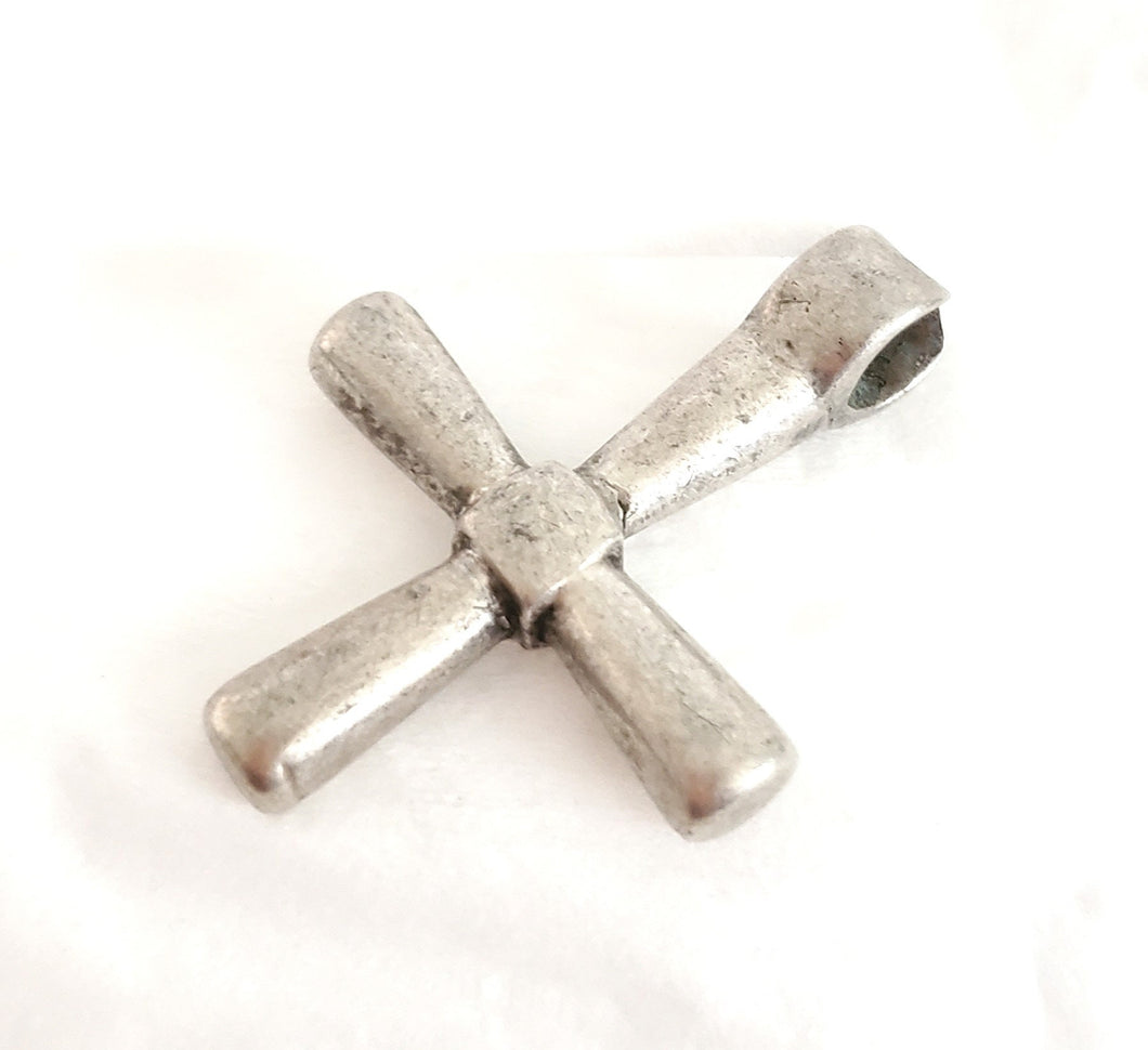 Antique Ethiopian Silver Cross Pendant: Boho Amulet Jewelry