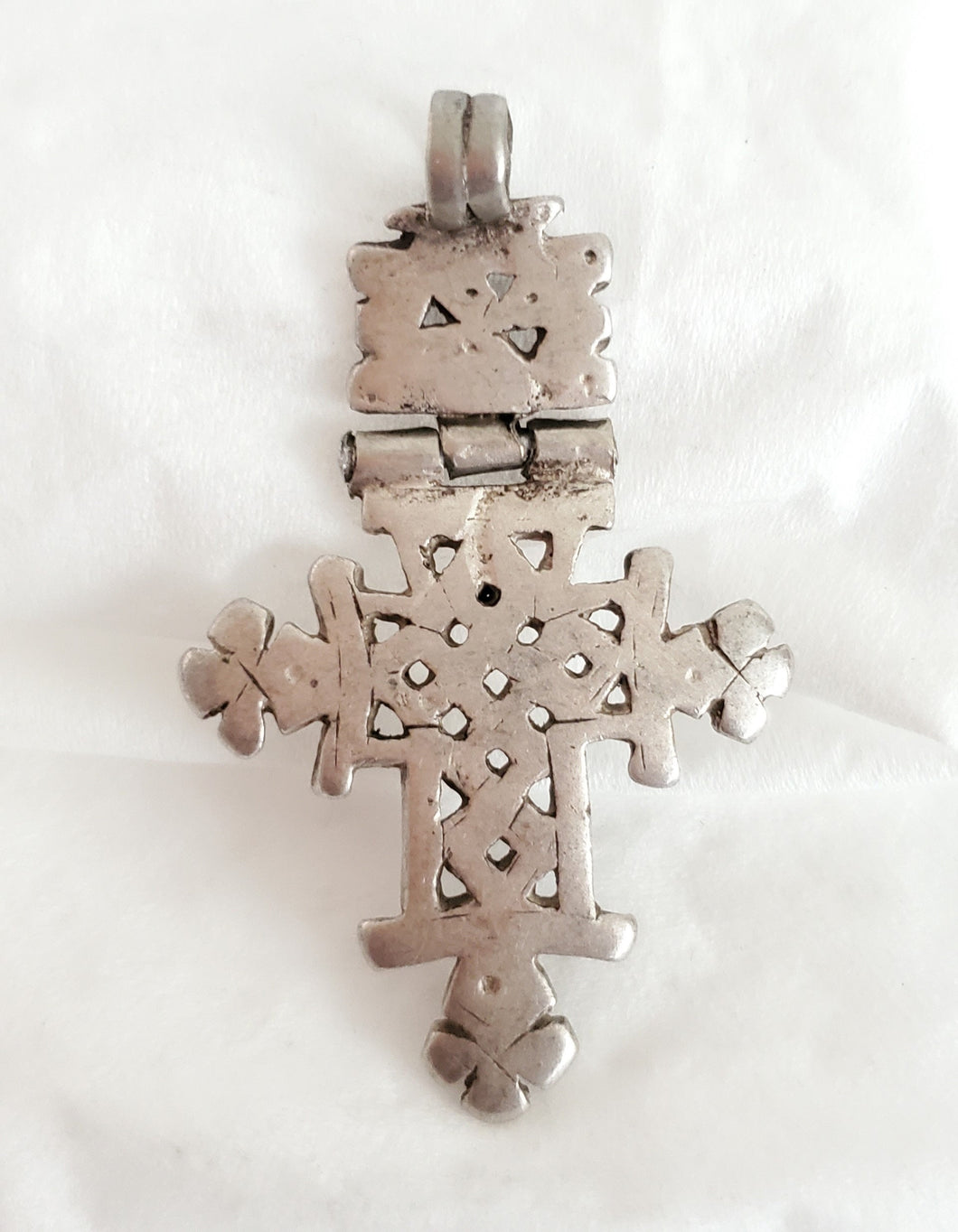 Antique Ethiopian Silver Cross Pendant: Boho Amulet Jewelry