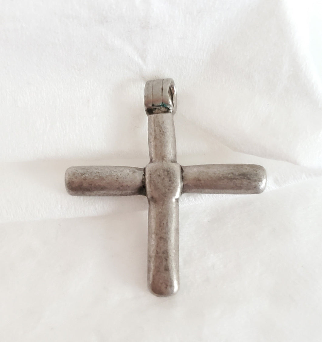 Antique Ethiopian Silver Cross Pendant: Boho Amulet Jewelry