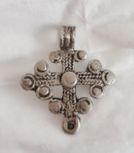 Load image into Gallery viewer, Vintage Ethiopian 925 Silver Cross Pendant: Handmade Tribal Jewelry

