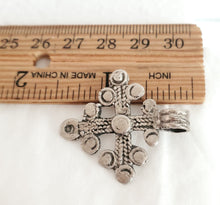 Load image into Gallery viewer, Vintage Ethiopian 925 Silver Cross Pendant: Handmade Tribal Jewelry
