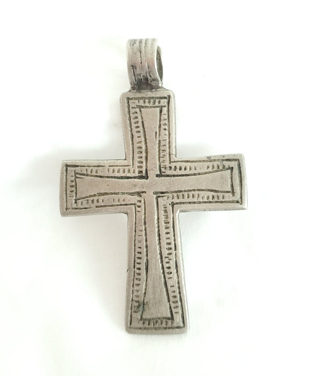 Antique Ethiopian Silver Cross Pendant: Boho Amulet Jewelry