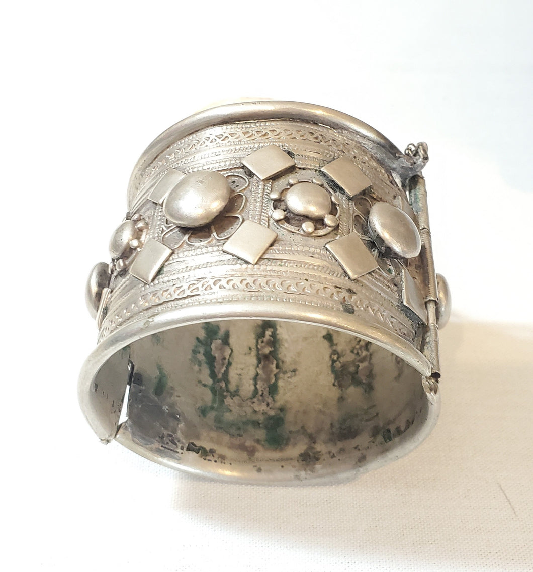 Antique Ethiopian Silver Cuff Bracelet: Tribal Boho Jewelry