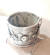 Load image into Gallery viewer, Antique Ethiopian Silver Cuff Bracelet: Tribal Boho Jewelry
