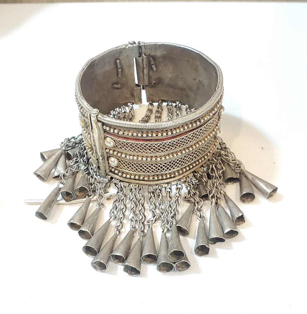 Antique Ethiopian Silver Cuff Bracelet: Tribal Boho Jewelry