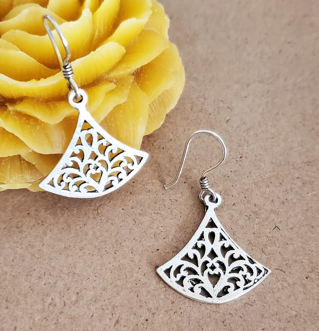Moroccan Berber Filigree Sterling Silver Dangle Earrings