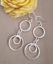 Load image into Gallery viewer, Moroccan Berber Sterling Silver Dangle Earrings: Circle Design
