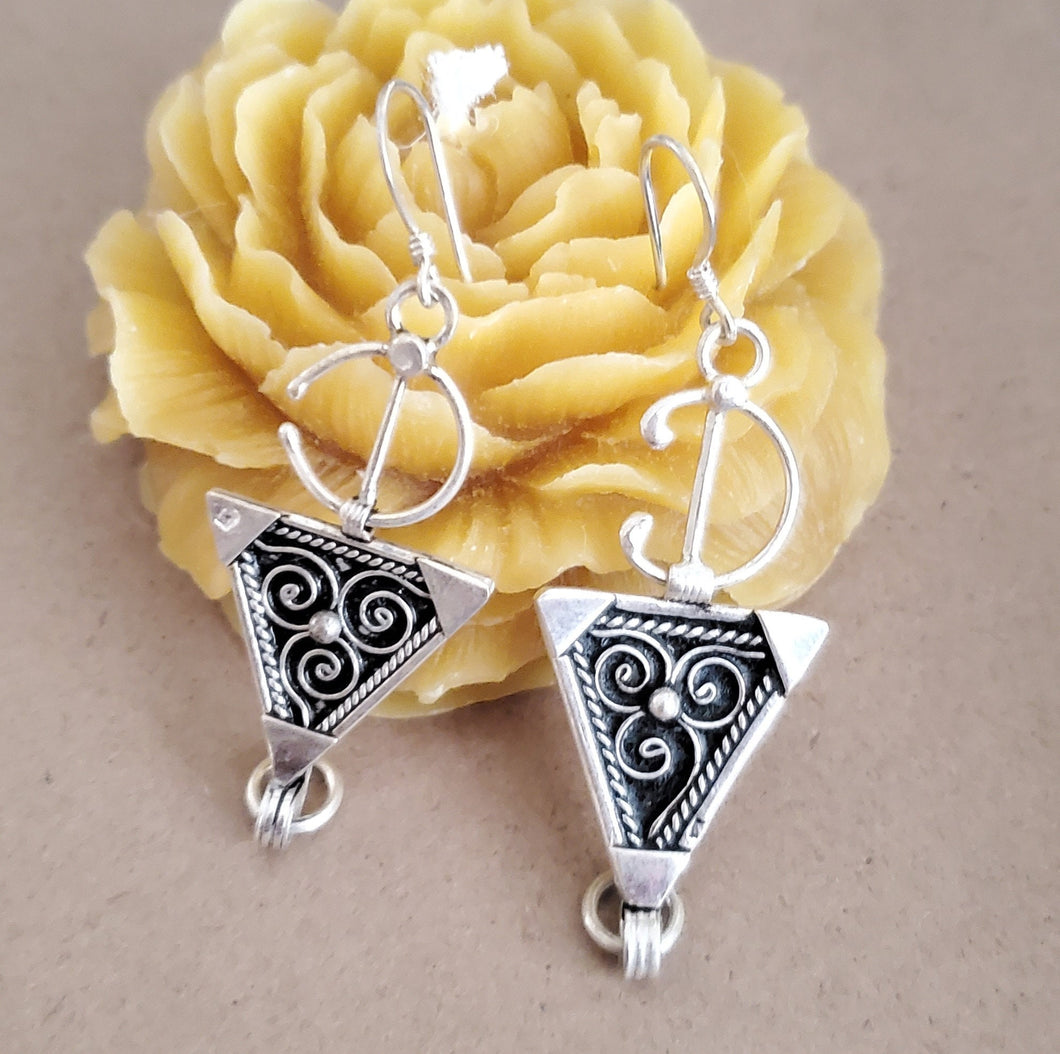Moroccan Berber Sterling Silver Dangle Earrings: 925 Silver Jewelry
