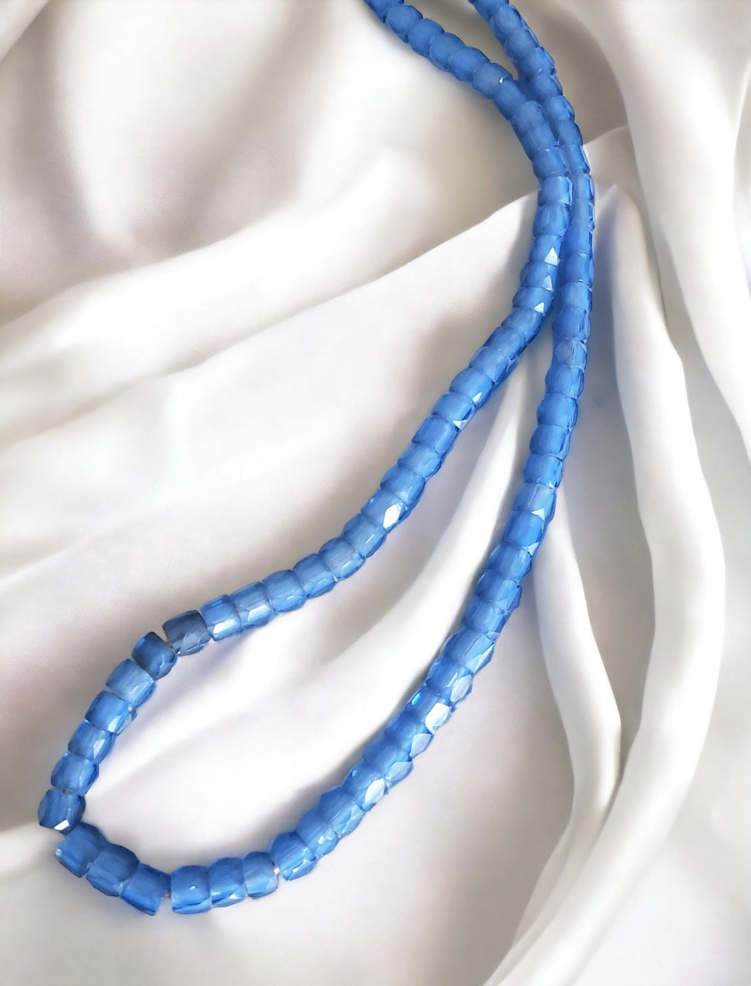 Rare Long Strands of Antique Bohemian Russian Blues Beads from ,late 19th centuries ,African Trade Beads