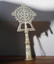 Load image into Gallery viewer, Handmade Ethiopian Orthodox Nickel Processional Cross: Religious Home Decor
