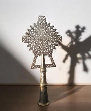 Load image into Gallery viewer, Handmade Ethiopian Orthodox Nickel Processional Cross: Religious Home Decor
