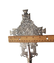 Load image into Gallery viewer, Ethiopian Orthodox Processional Cross: Handmade Nickel Coptic Decor
