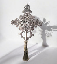 Load image into Gallery viewer, Handmade Ethiopian Orthodox Nickel Cross: Large Coptic Processional Cross
