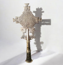 Load image into Gallery viewer, Handmade Ethiopian Orthodox Nickel Processional Cross: Religious Home Decor
