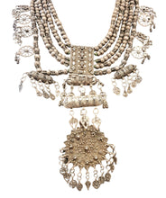 Load image into Gallery viewer, Antique Yemenite Silver Bedouin Necklace: Islamic Filigree Kirdan, 1910s
