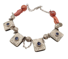 Load image into Gallery viewer, Antique Berber Coral Silver Pendant Necklace: Moroccan Tribal Jewelry
