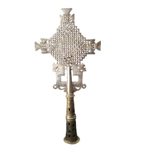Load image into Gallery viewer, Handmade Ethiopian Orthodox Nickel Processional Cross: Religious Home Decor
