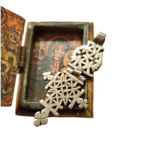 Load image into Gallery viewer, Antique Silver Ethiopian Coptic Cross Pendant: Handmade Tribal Jewelry
