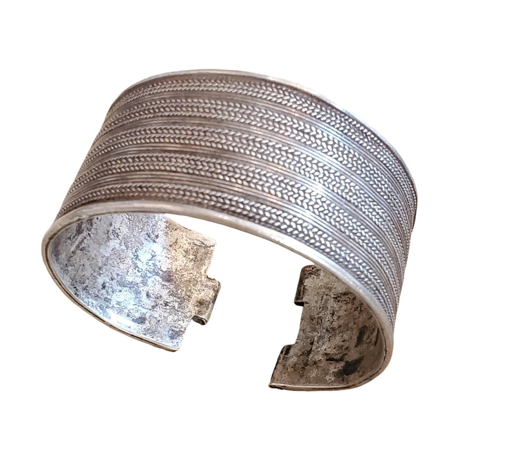 Antique Ethiopian Silver Cuff Bracelet: Tribal Boho Jewelry