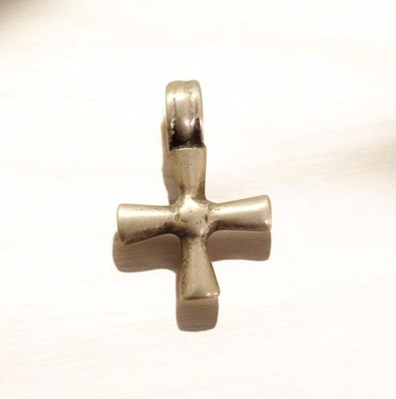 Antique Ethiopian Silver Cross Pendant: Boho Amulet Jewelry