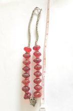 Load image into Gallery viewer, Old Ethiopian Silver Telsum Necklace: Red Vaseline Beads, Amulet Pendant

