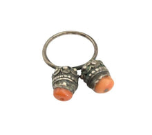 Load image into Gallery viewer, Antique Bawsani Yemen Silver Red Coral Ring - Size 7
