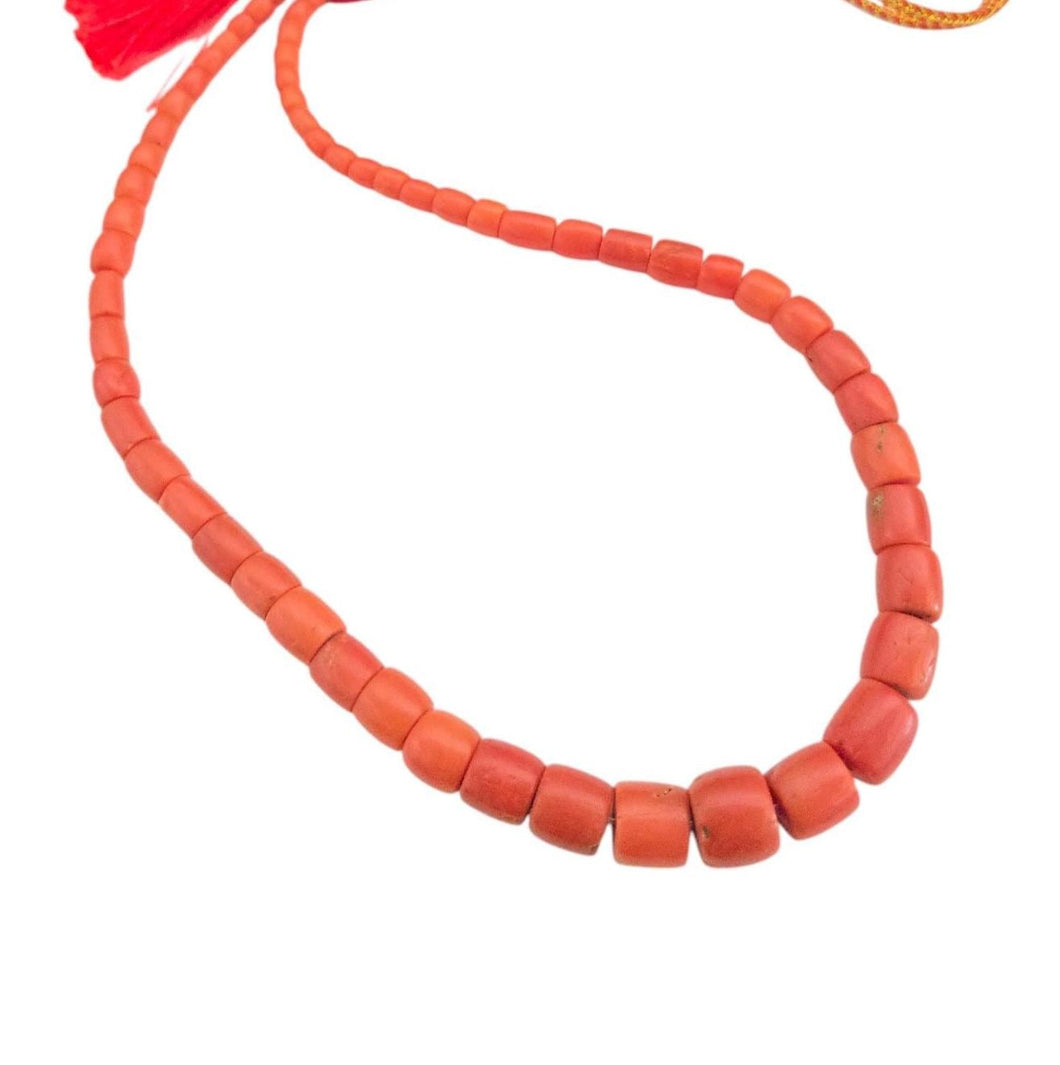 Antique Yemen Red Coral Bead Necklace: Islamic Worry Beads