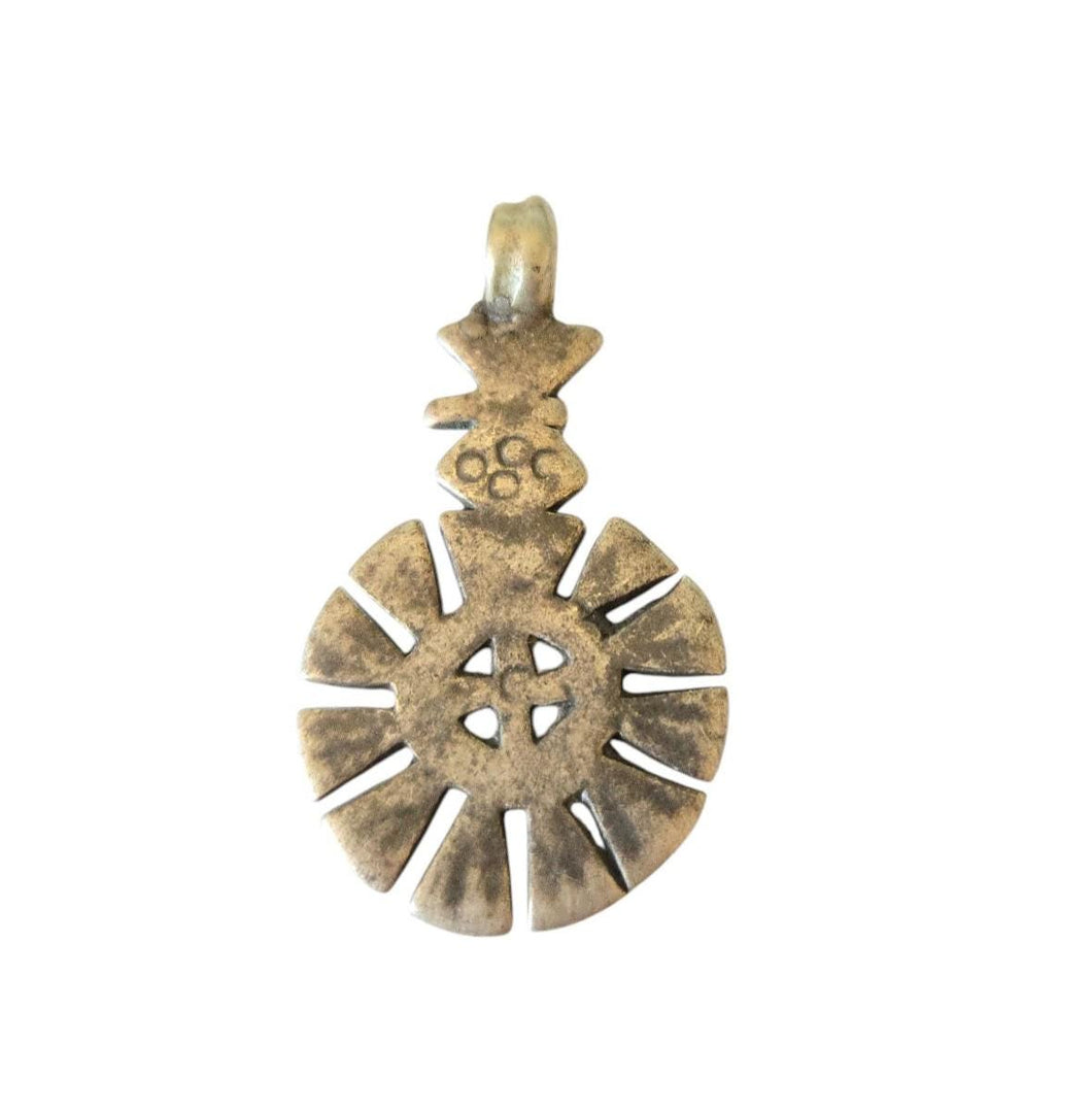 Antique Ethiopian Silver Christian Pendant: Handmade Coptic Cross