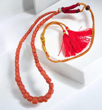 Load image into Gallery viewer, Antique Yemen Red Coral Bead Necklace: Islamic Worry Beads
