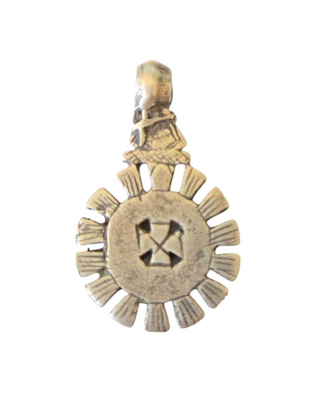 Antique Ethiopian Silver Christian Pendant: Handmade Coptic Cross