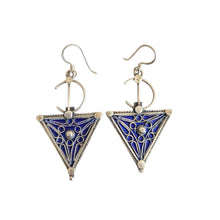 Load image into Gallery viewer, Berber Fibula Sterling Silver Dangle Earrings: Moroccan Jewelry
