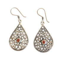 Load image into Gallery viewer, Moroccan Berber Coral Dangle Earrings: Sterling Silver, Handmade
