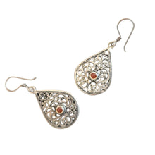 Load image into Gallery viewer, Moroccan Berber Coral Dangle Earrings: Sterling Silver, Handmade
