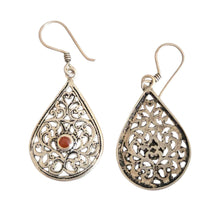 Load image into Gallery viewer, Moroccan Berber Coral Dangle Earrings: Sterling Silver, Handmade
