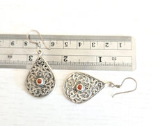 Load image into Gallery viewer, Moroccan Berber Coral Dangle Earrings: Sterling Silver, Handmade
