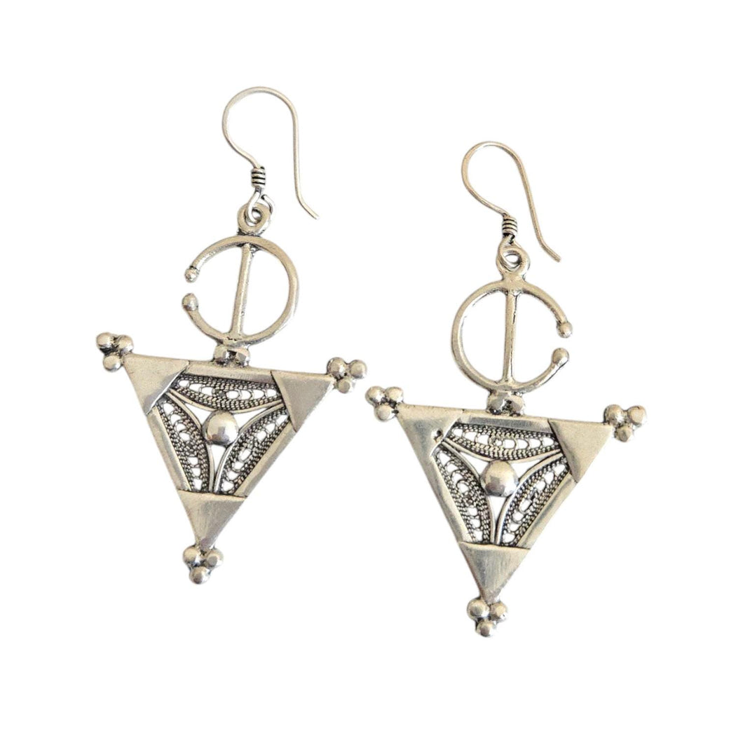 Moroccan Berber Sterling Silver Dangle Earrings: Filigree 925 Jewelry