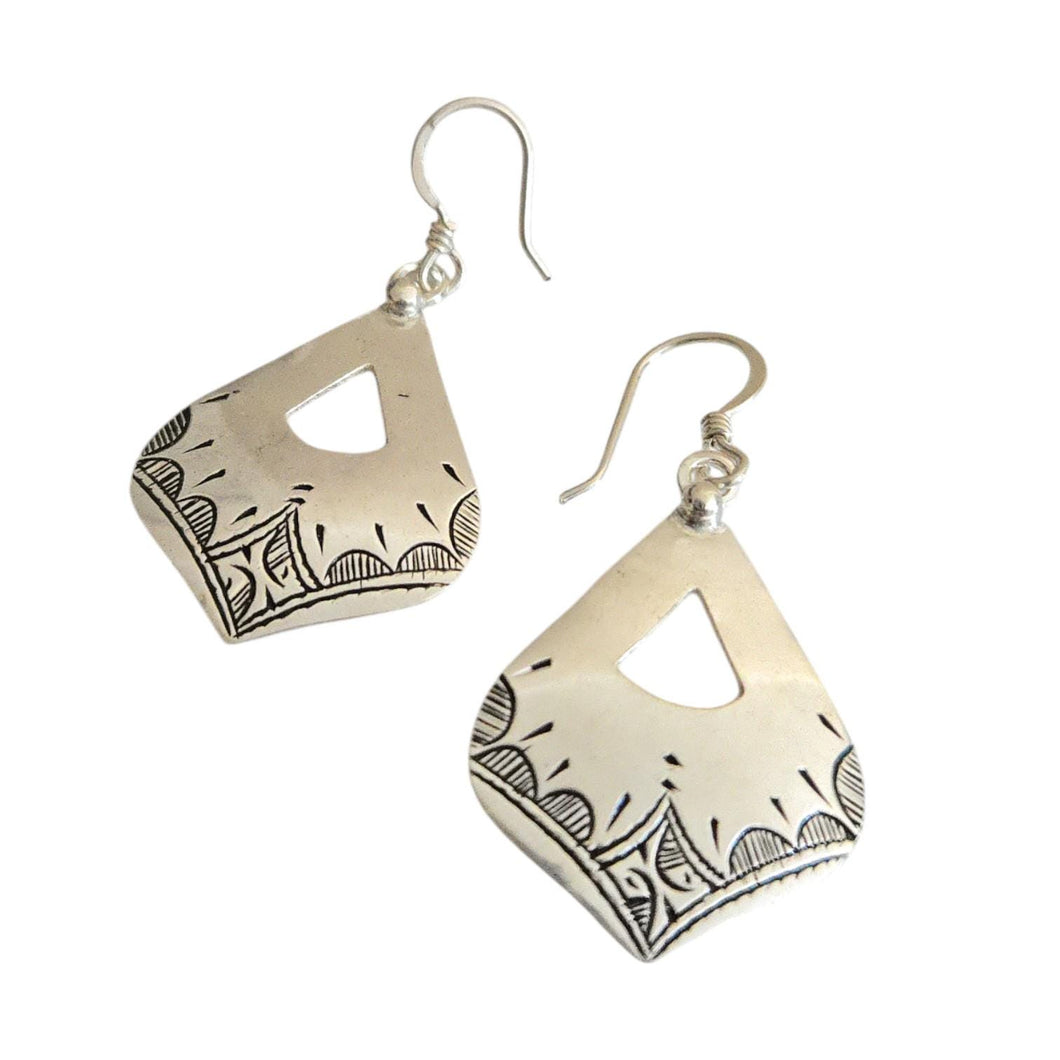 Berber Sterling Silver Dangle Earrings: Moroccan Filigree Jewelry